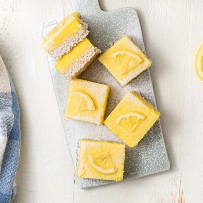 6 lemon bars with a gluten free coconut crust.