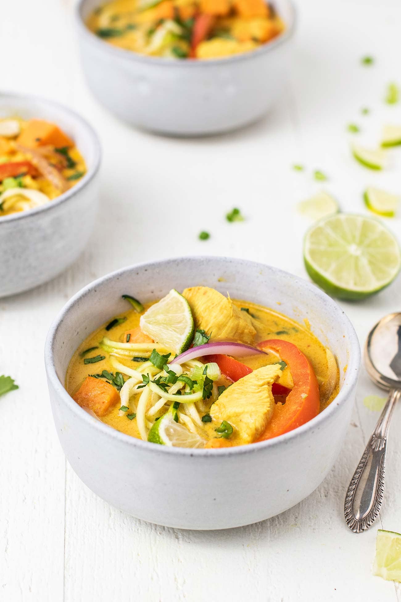 Thai Red Curry Soup with Chicken and Zoodles Sunkissed Kitchen