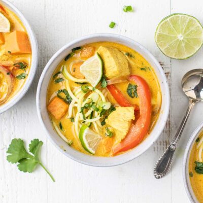 Thai Red Curry Soup with Chicken and Zoodles
