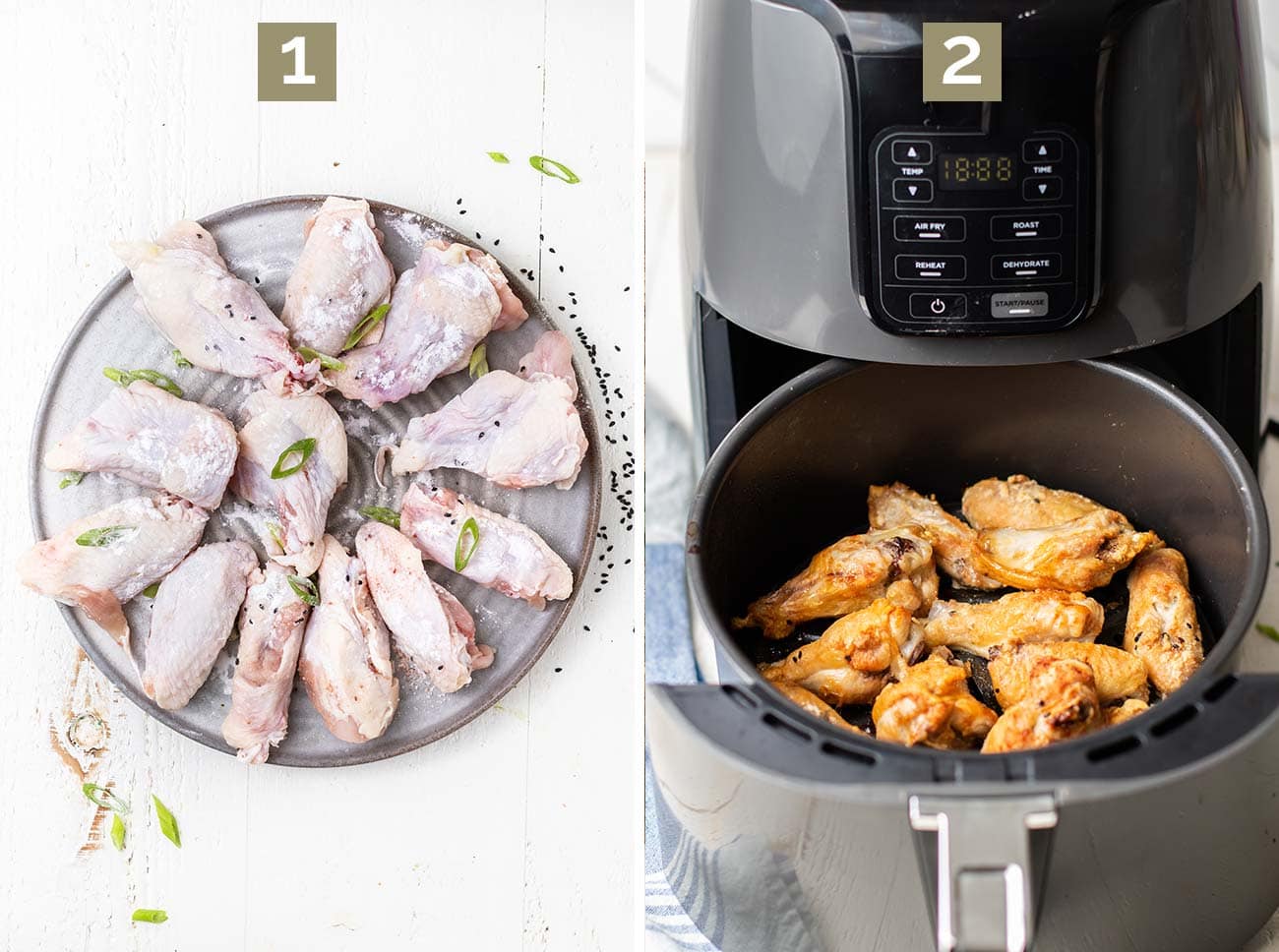 Air Fryer Chicken Wings with Spicy Asian Sauce - Sunkissed Kitchen