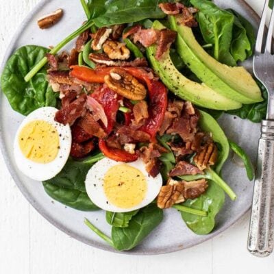 Wilted Spinach Salad with Hot Bacon Dressing