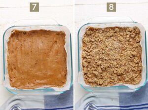 Smooth the date layer over the cookie layer. Add the crumble topping.