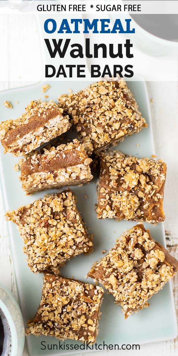 Gluten Free Date Bars No Added Sugar Oatmeal Walnut Date Bars