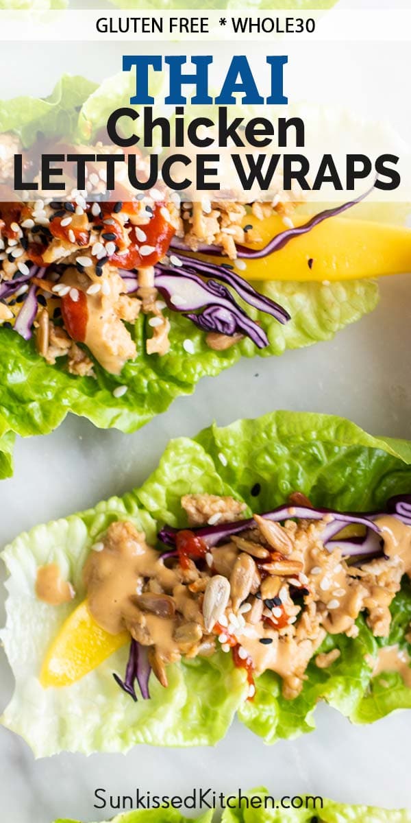 Thai Chicken Lettuce Wraps (Whole30) - Sunkissed Kitchen