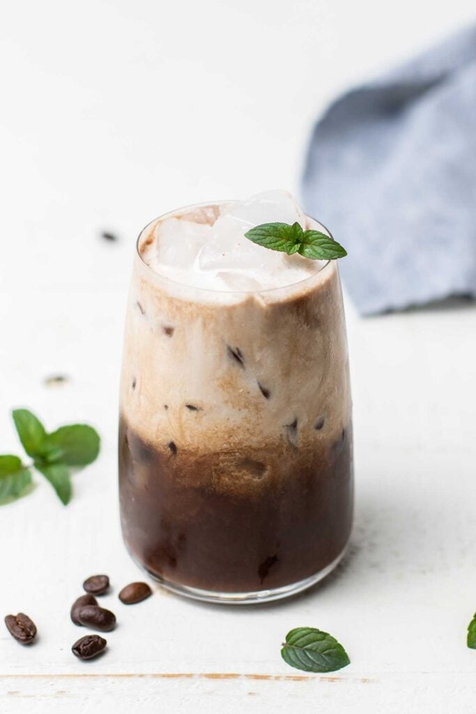 A Coconut Mint Iced Mocha