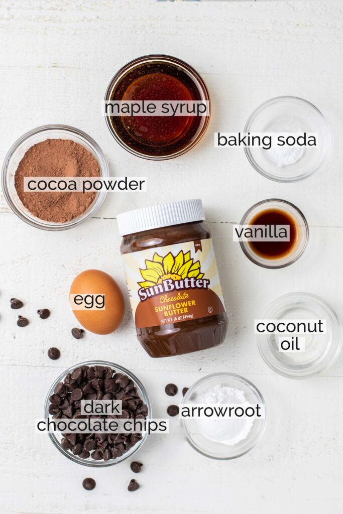 The ingredients needed to make these cookies shown with labels.