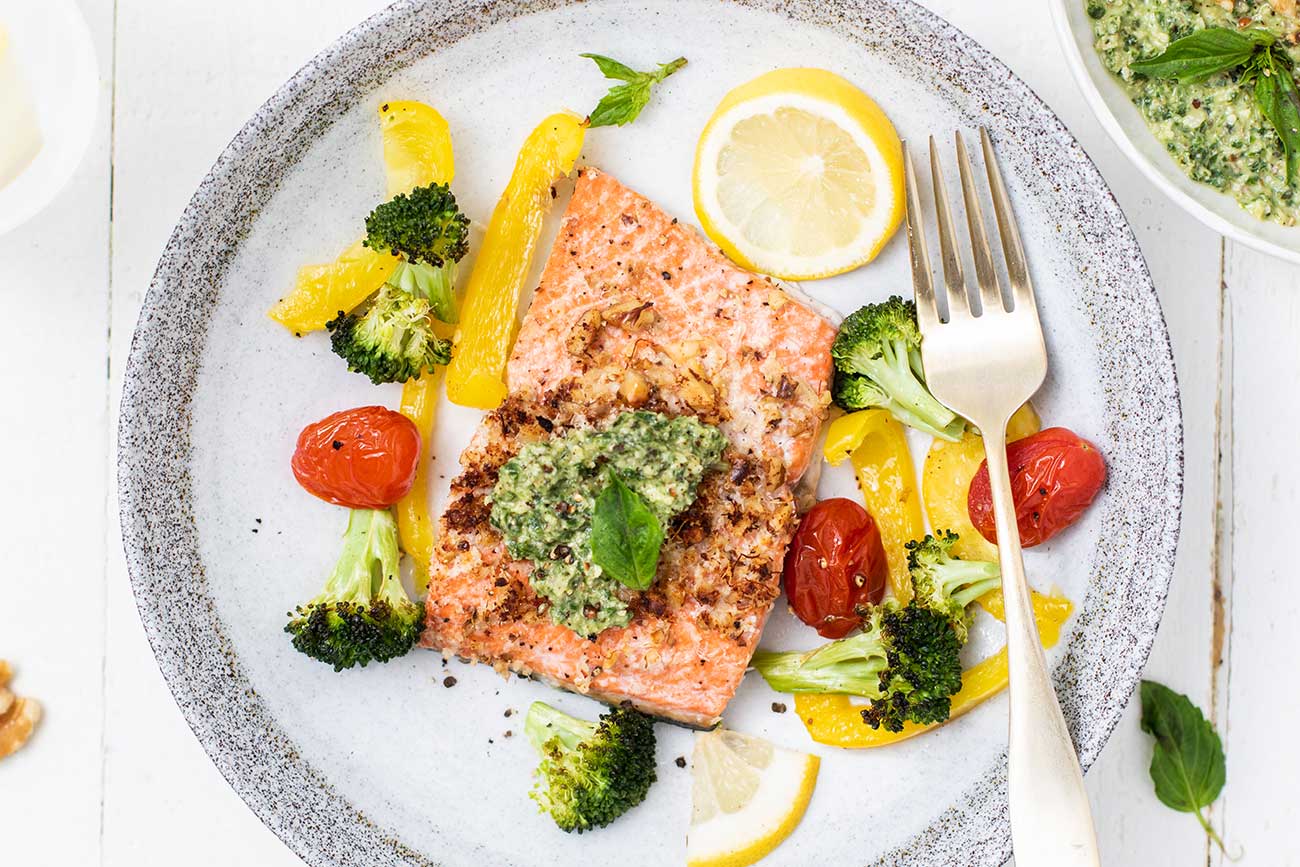 Baked Pesto Salmon - Sunkissed Kitchen