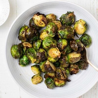 Crispy brussels sprouts made in an air fryer.
