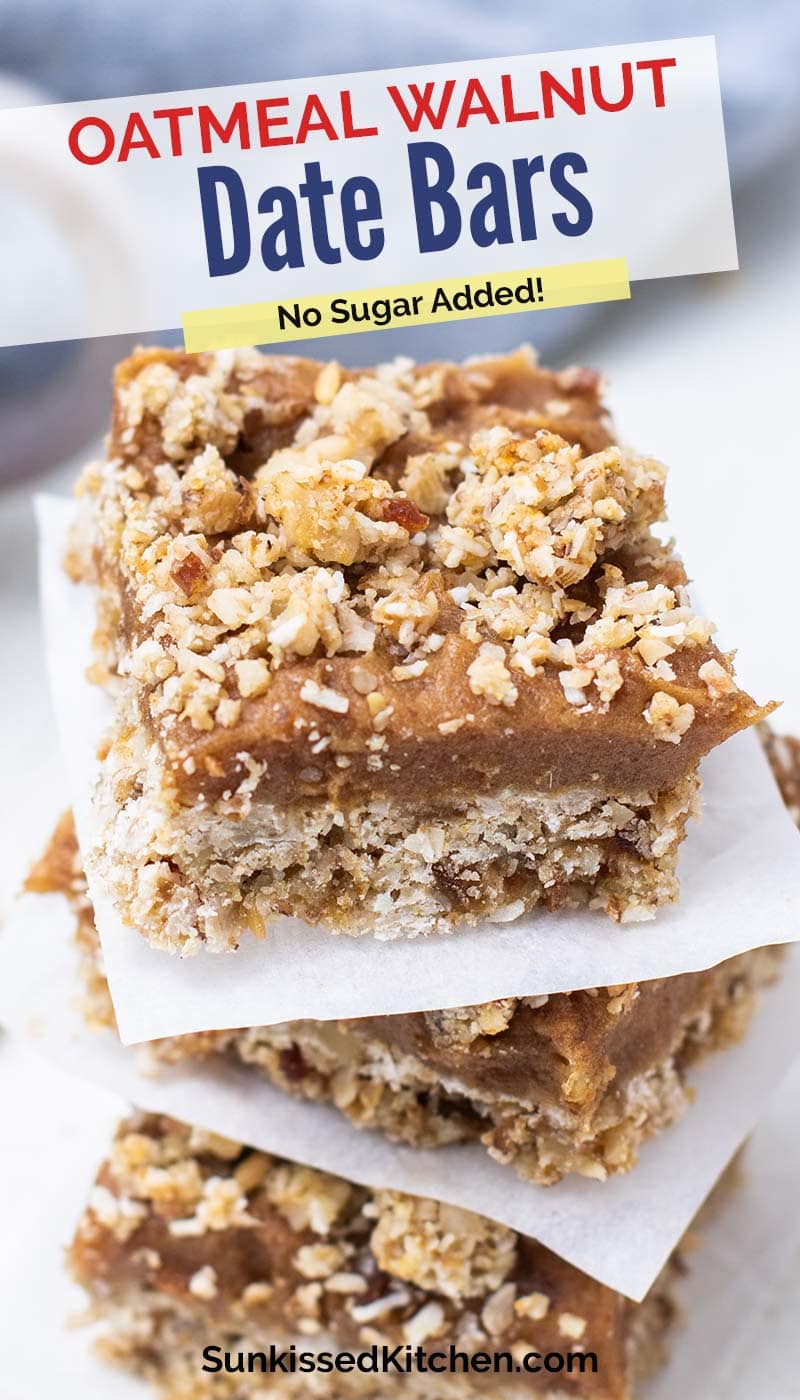 Gluten Free Date Bars No Added Sugar Oatmeal Walnut Date Bars