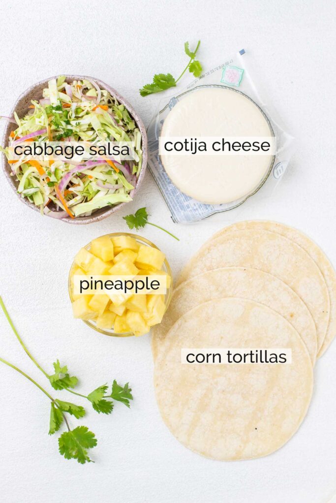 The ingredients needed to assemble tacos.