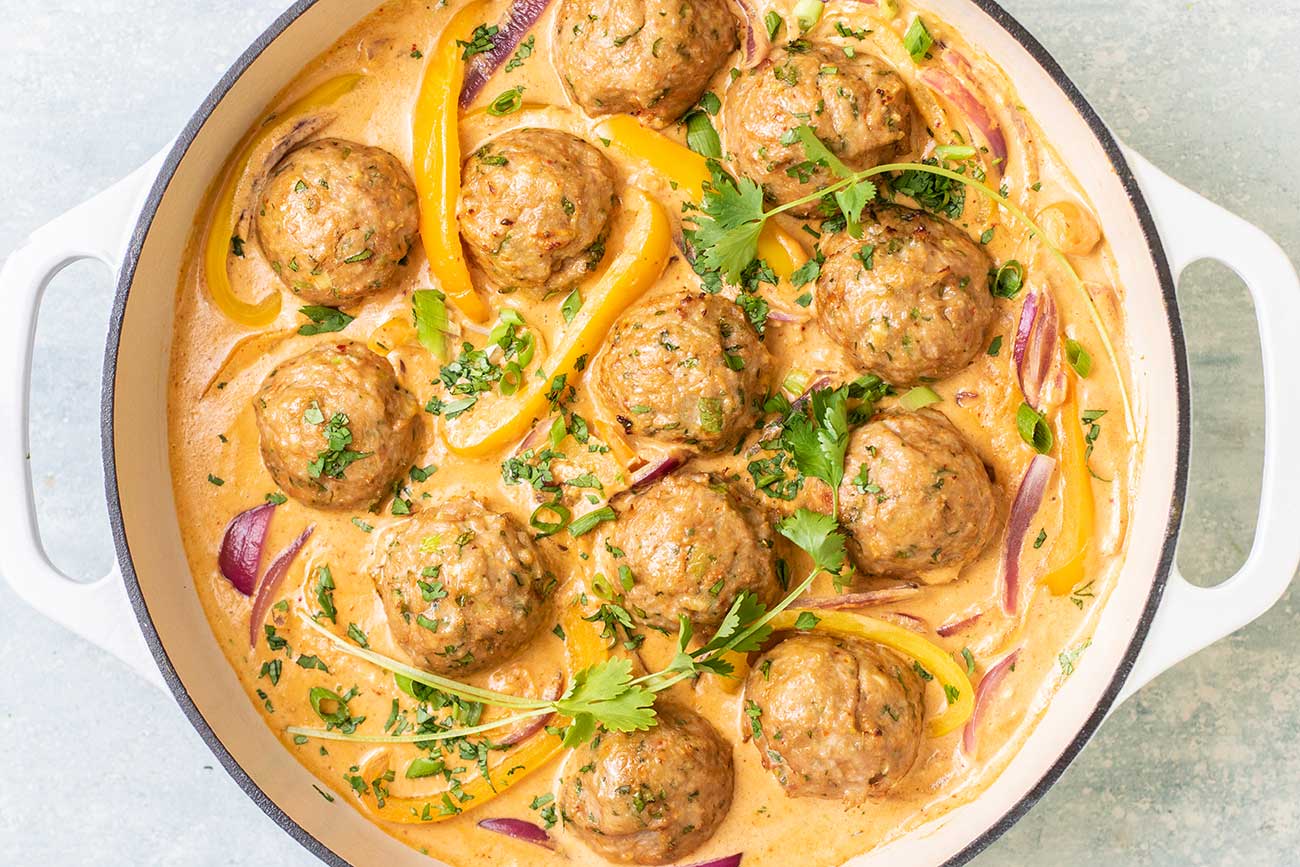 Thai Turkey Meatballs in Red Curry Sauce Sunkissed Kitchen