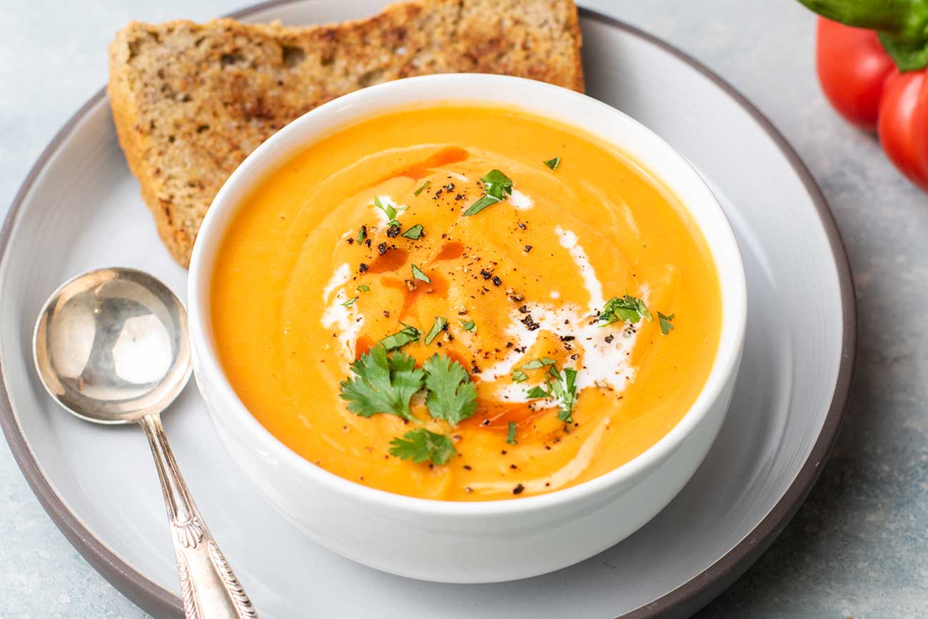 Sweet Potato Soup with Roasted Red Peppers - Sunkissed Kitchen