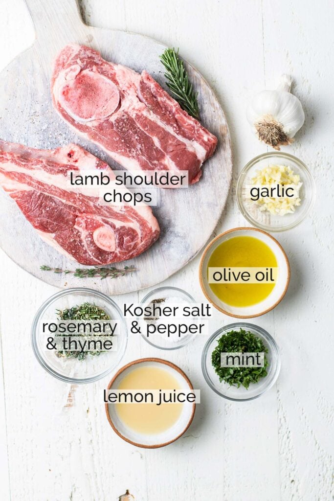 The ingredients needed to marinate lamb.