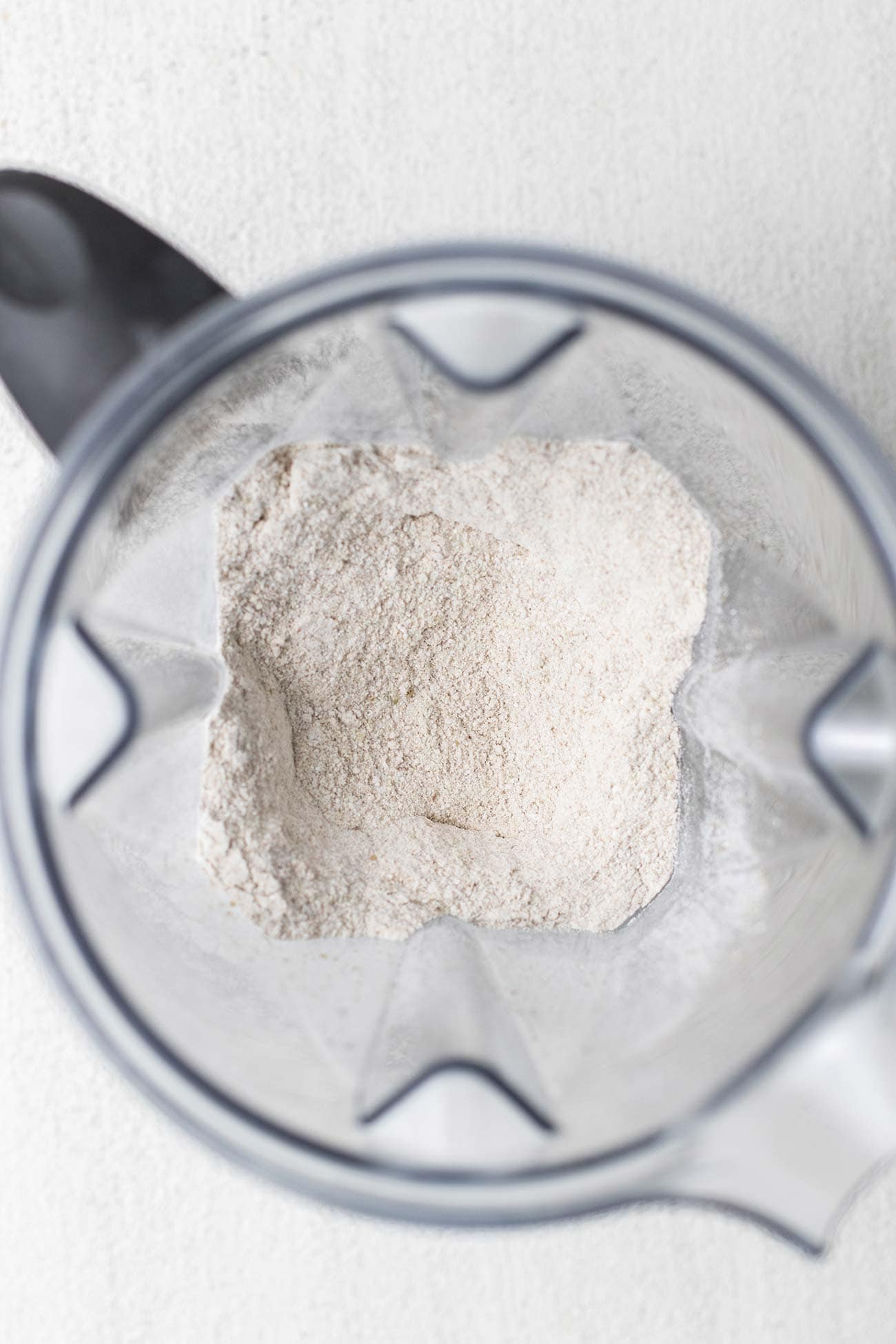 A fine, soft buckwheat flour in a blender.