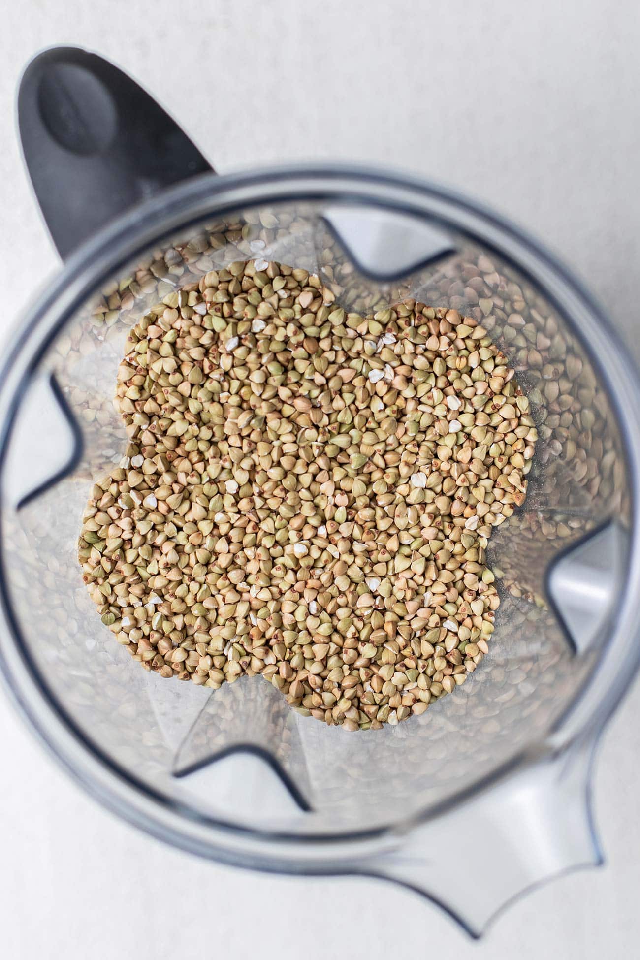 Raw buckwheat groats in a blender.