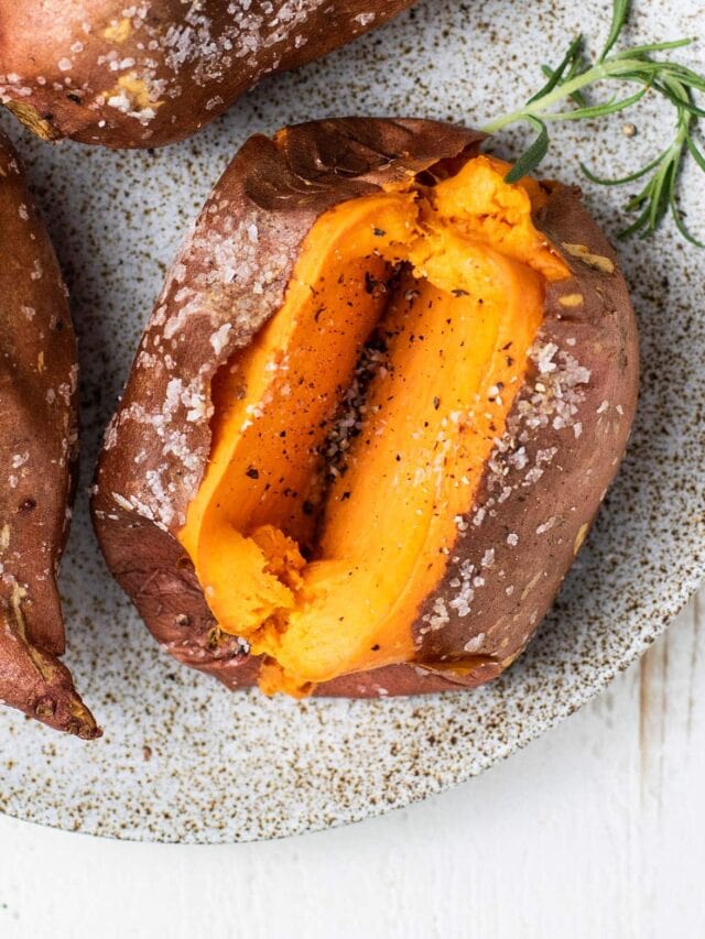 Baked Sweet Potato Recipe With Crispy Skins Sunkissed Kitchen