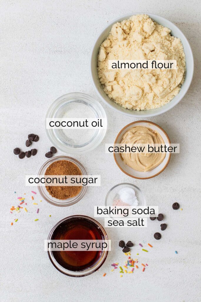The ingredients needed to make a paleo cookie dough.