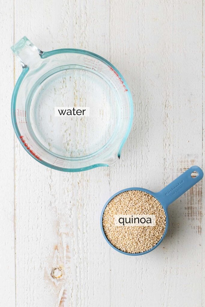 Quinoa shown with water to be steamed.