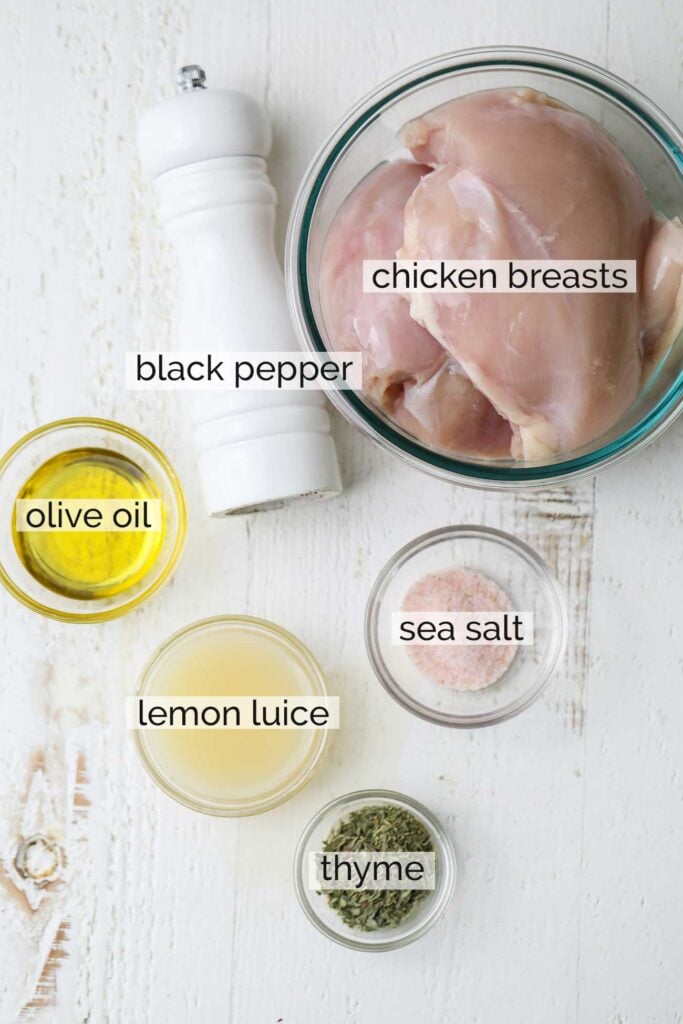 The ingredients needed to marinate chicken.