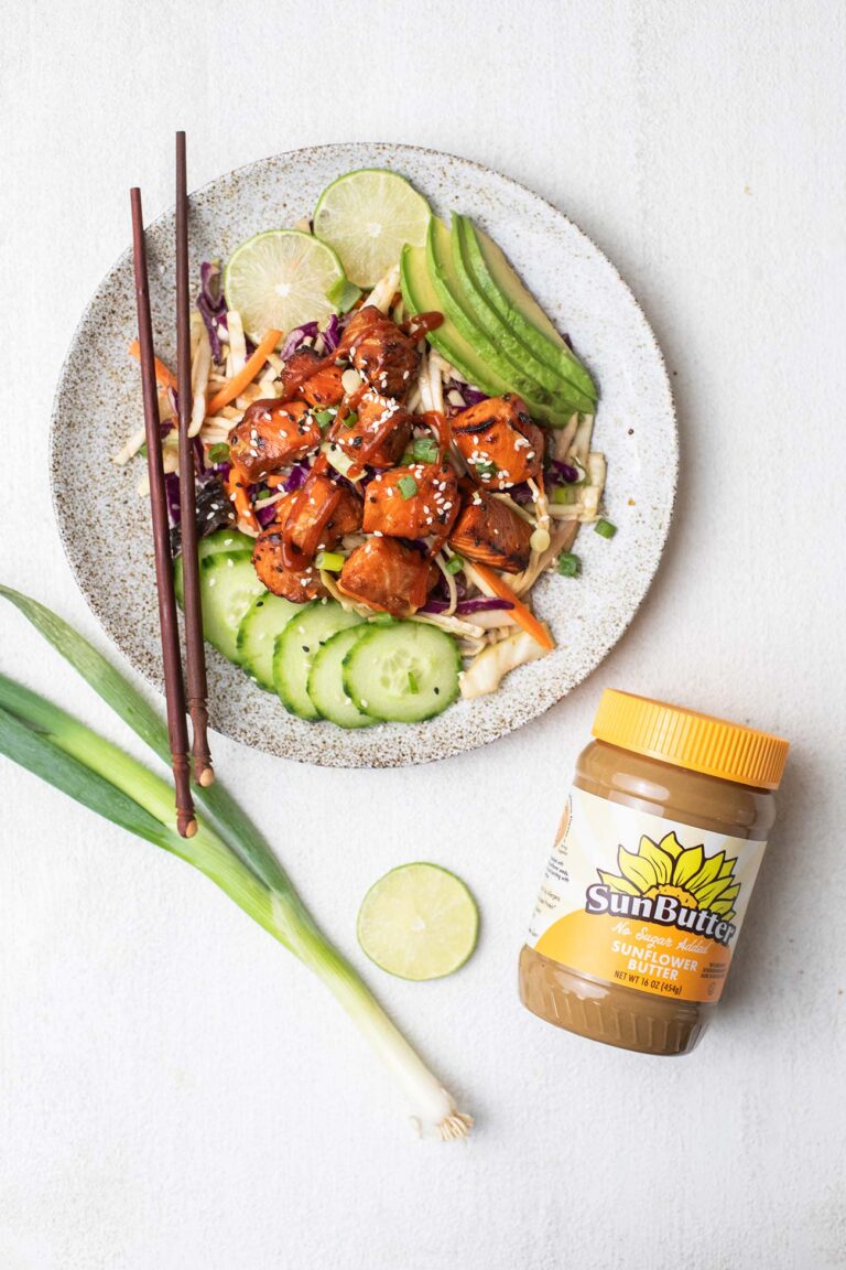 Spicy Asian Salmon Salad With Creamy Sesame Dressing Sunkissed Kitchen   SunButter Salmon Salad 768x1152 