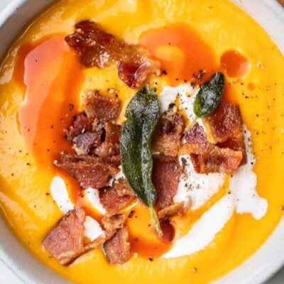 Butternut Squash Soup with Roasted Red Pepper