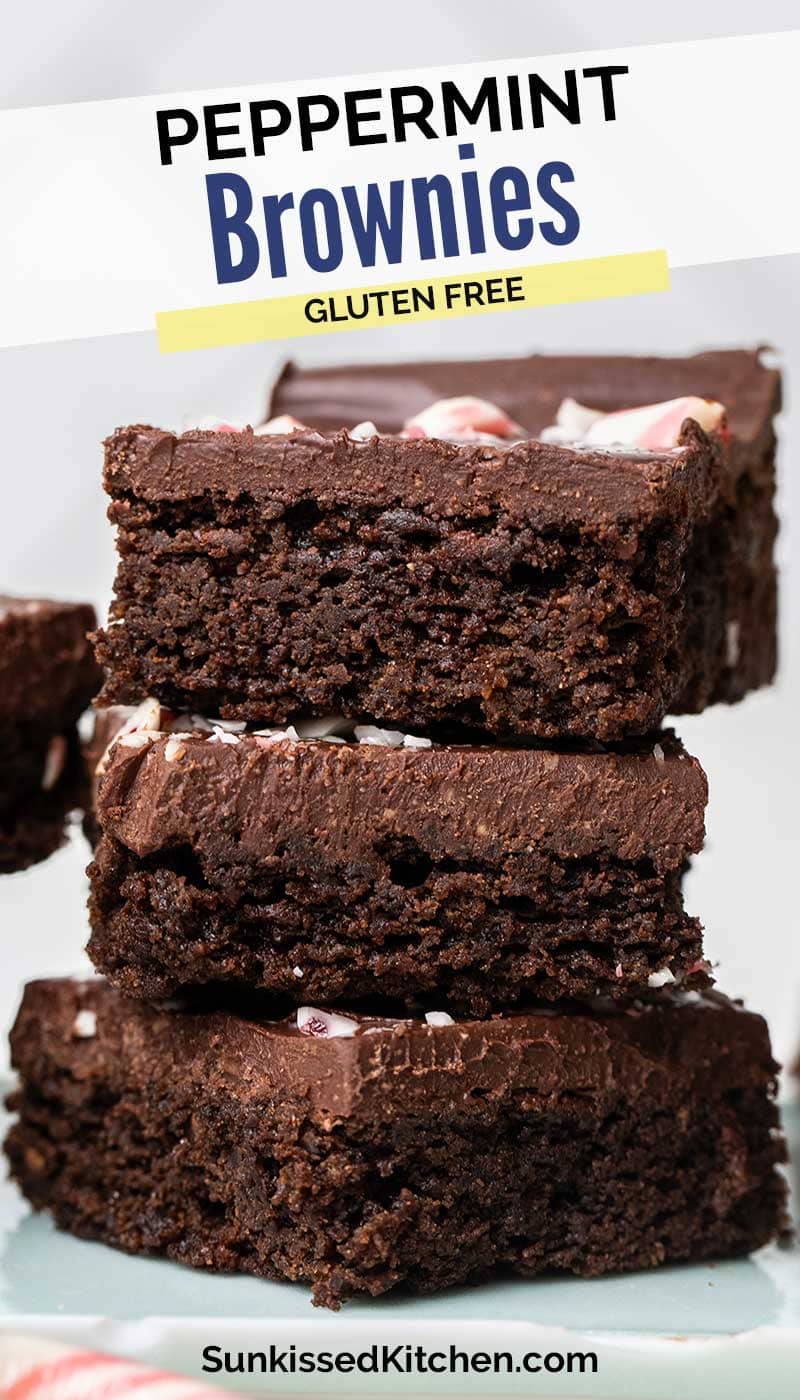 Fudgy Christmas Peppermint Brownies (Gluten Free) - Sunkissed Kitchen