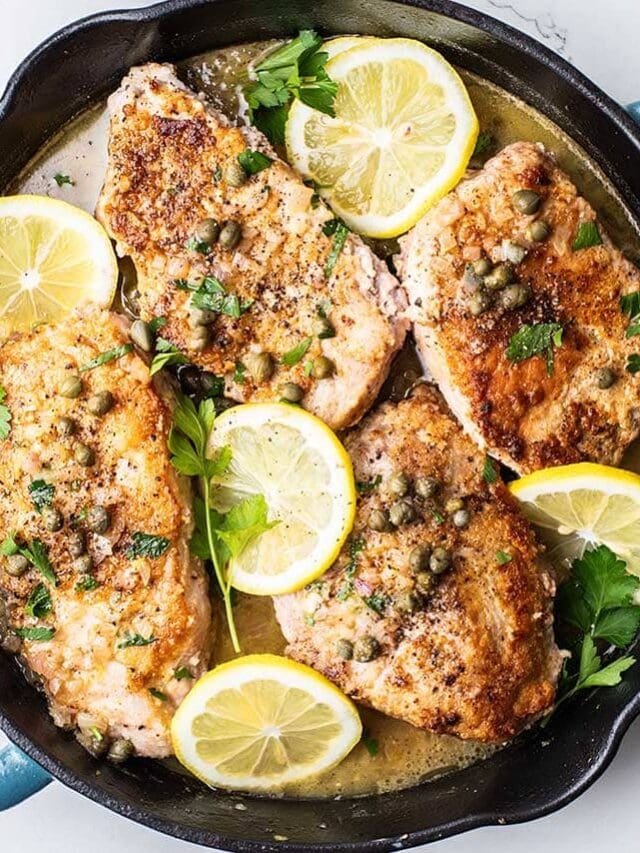 Pork Piccata (Pork Chops in Lemon Butter Sauce) - Sunkissed Kitchen