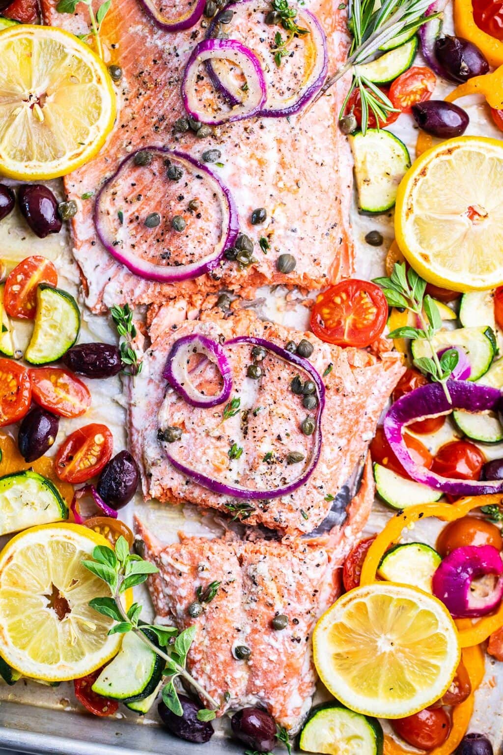 One Pan Baked Mediterranean Salmon - Sunkissed Kitchen