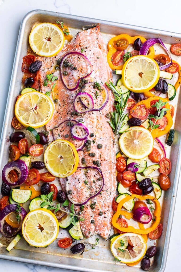 One Pan Baked Mediterranean Salmon - Sunkissed Kitchen