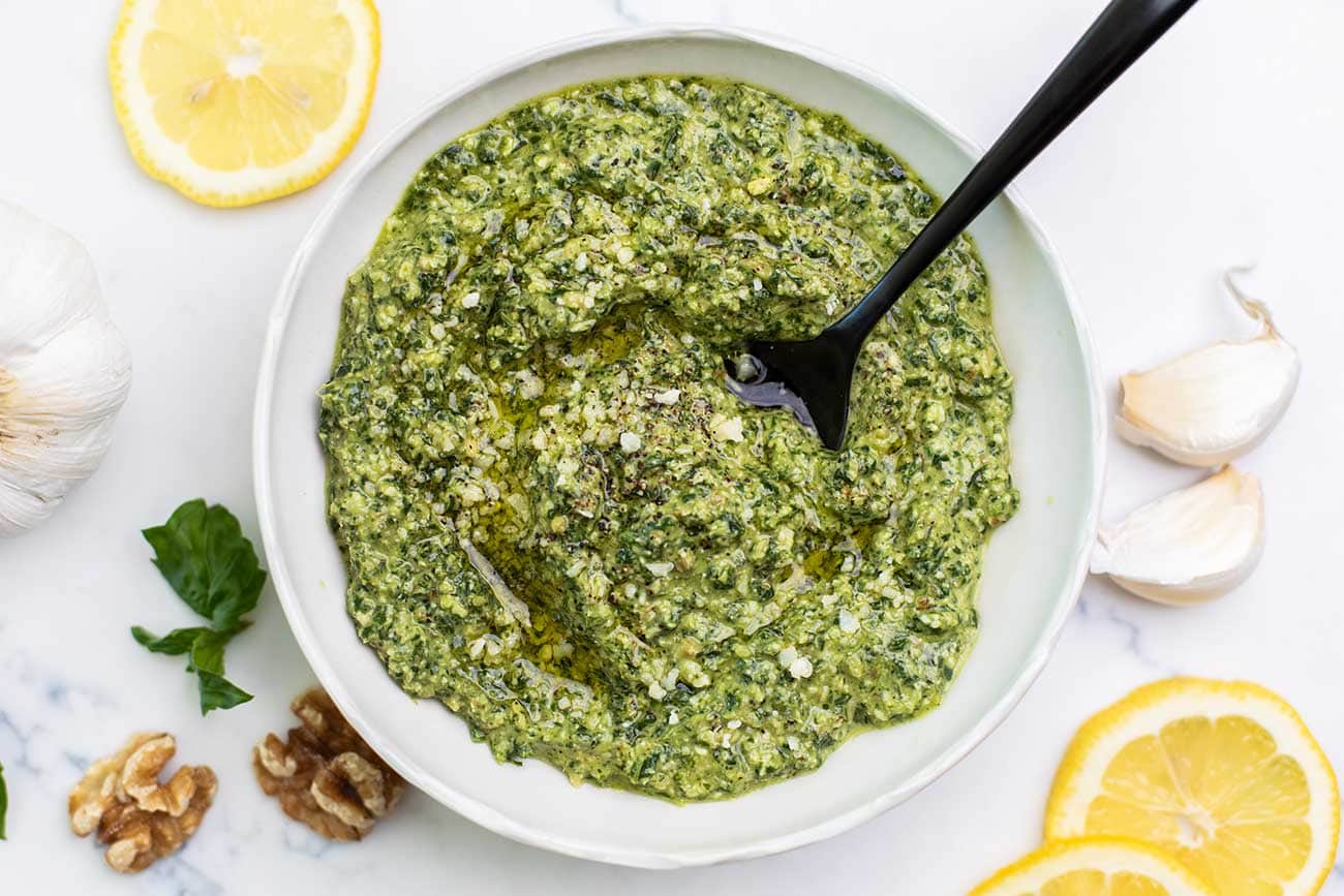 Easy Homemade Basil Walnut Pesto (Fresh & Summery!) - Sunkissed Kitchen