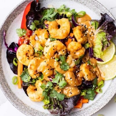 Easy, Spicy Thai Shrimp Salad (with the BEST dressing!)