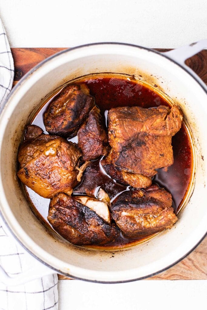 Bake the pork for 2 - 2 1/2 hours until it's fall apart tender.