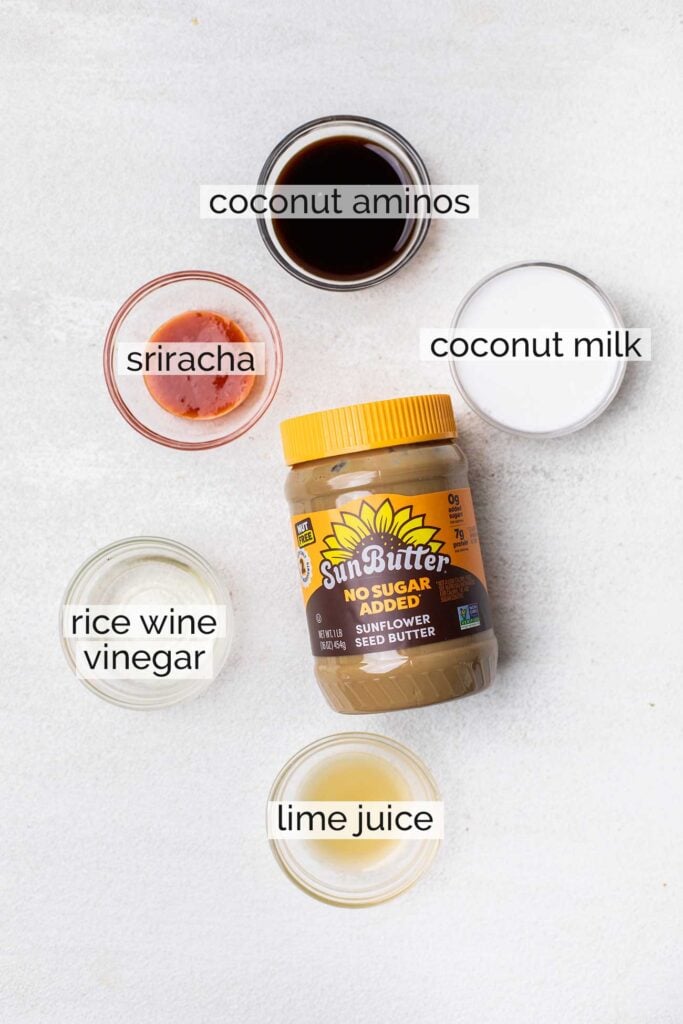 The ingredients in the creamy thai salad dressing.