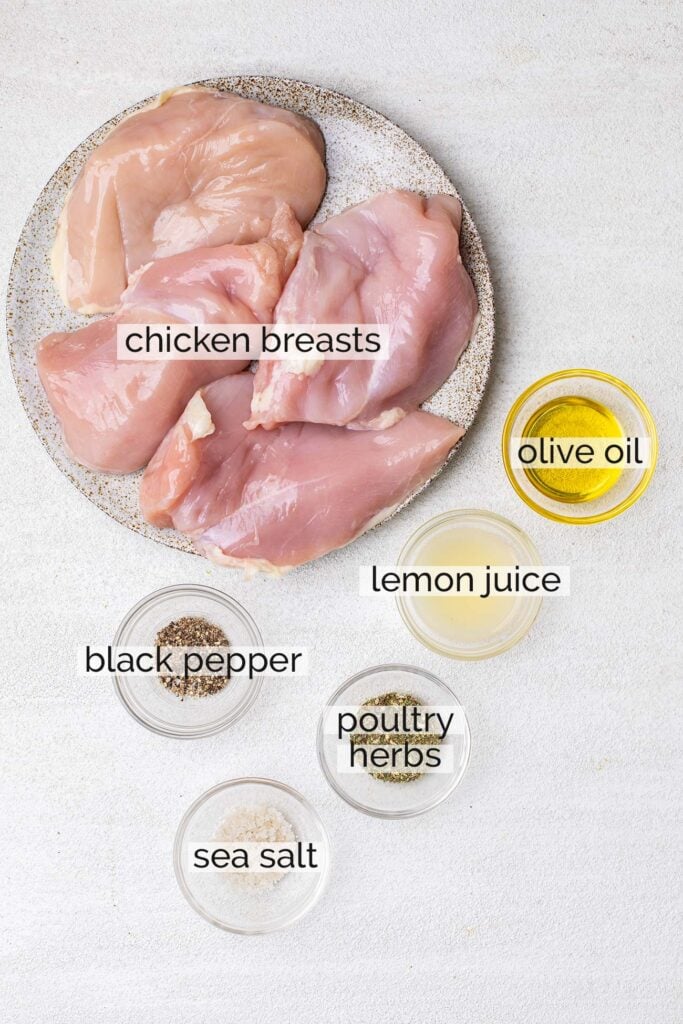 The ingredients used to marinate chicken breasts.