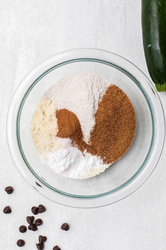 The dry ingredients shown in a mixing bowl.