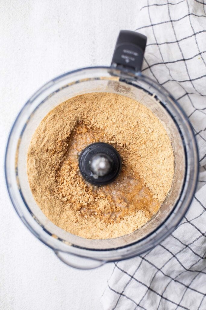 Graham cracker crumbs with melted butter.