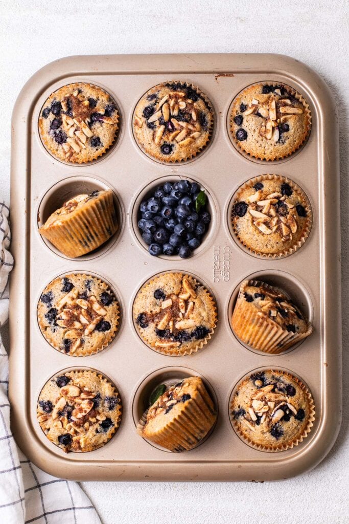 Muffins baked still sitting in a muffin pan.