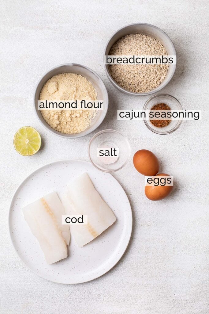 The ingredients needed to make crispy cod.