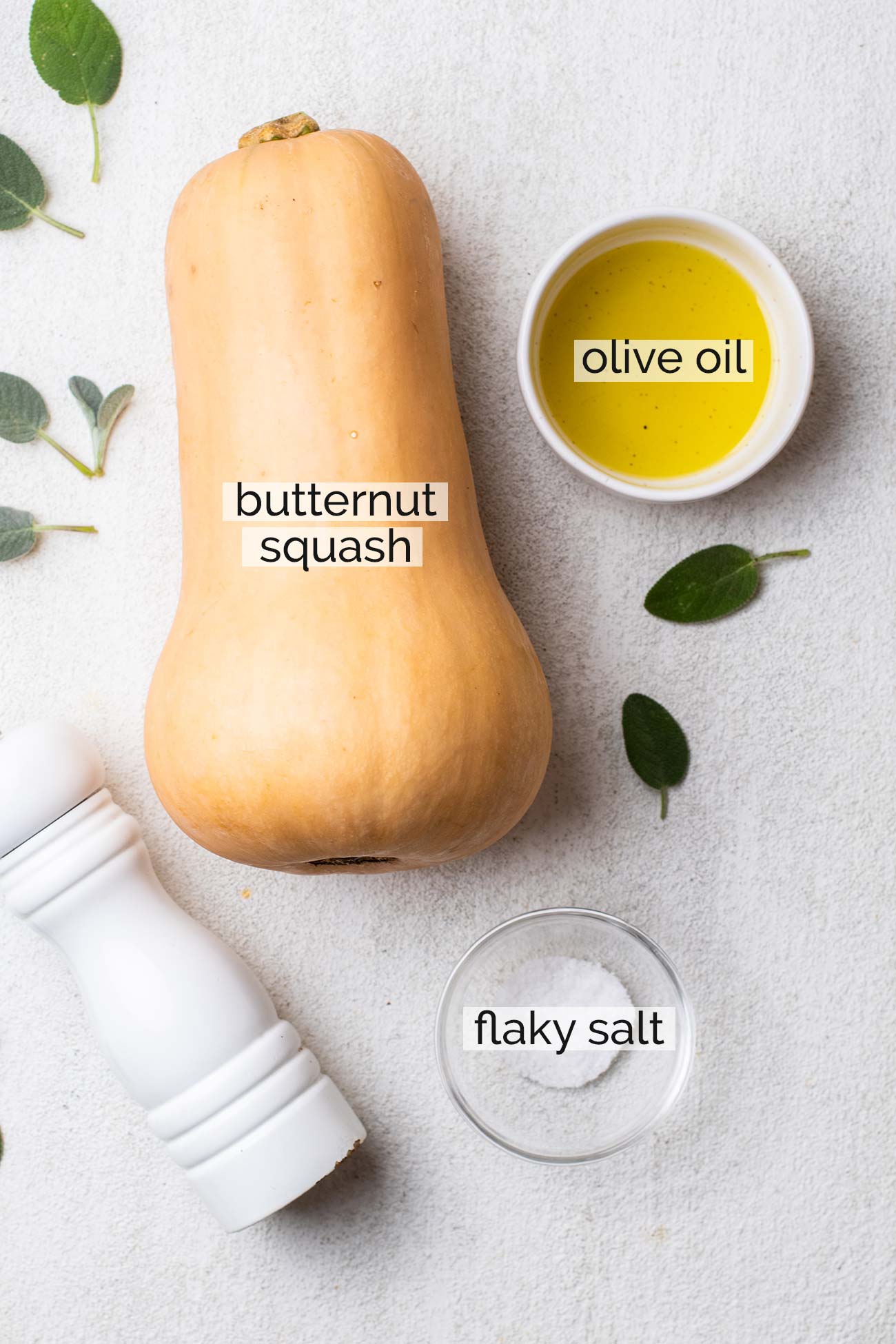 The ingredients needed to make air fryer butternut squash.