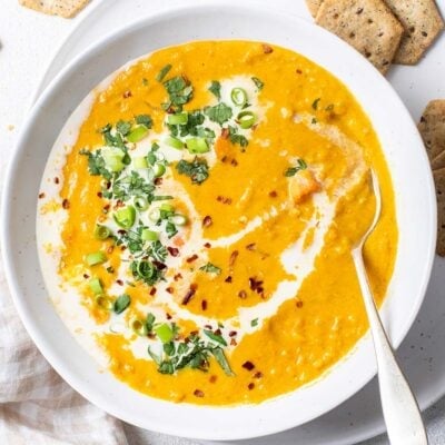 Creamy Carrot & Lentil Soup (w/ Coconut Milk & Ginger!)