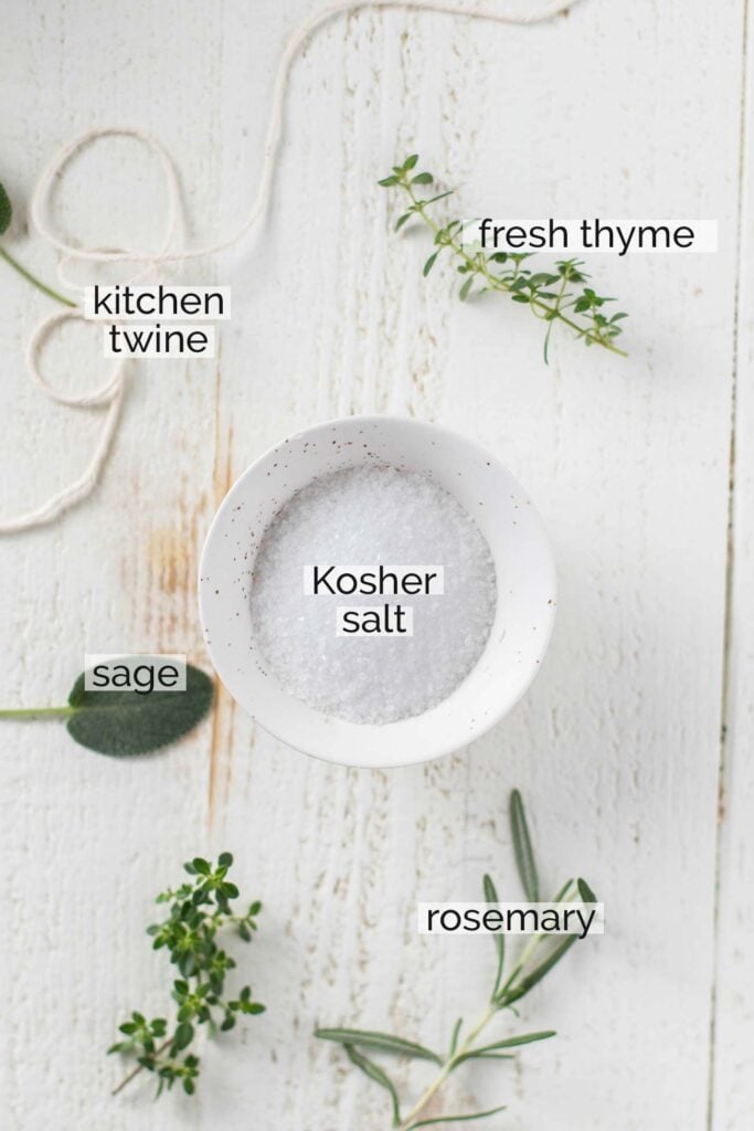 The ingredients needed to dry brine a turkey.