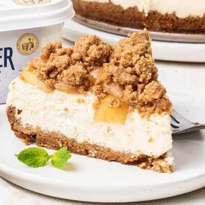 Apple Pie Cheesecake (Gluten Free, Made with Farmer Cheese)