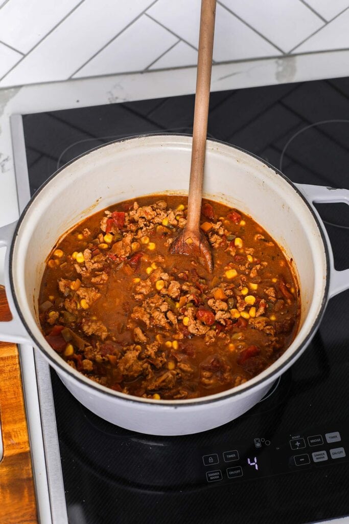 Allow the chili to simmer for 30 minutes.