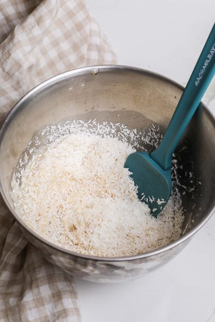 Coconut added to egg white mixture.