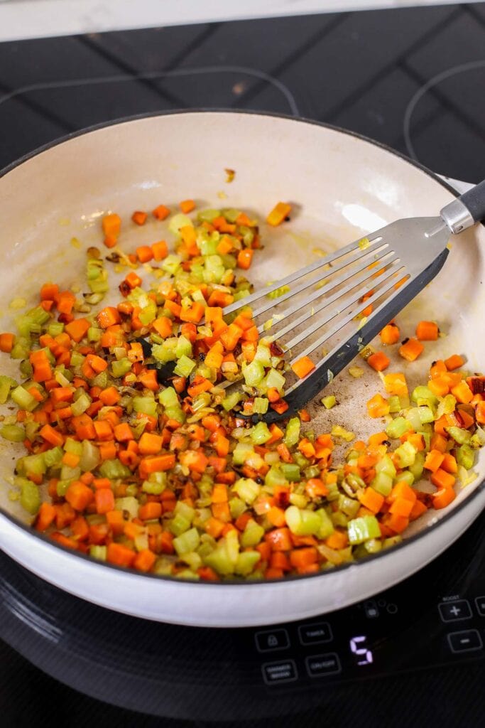 The vegetables shown caramelized in the pan.
