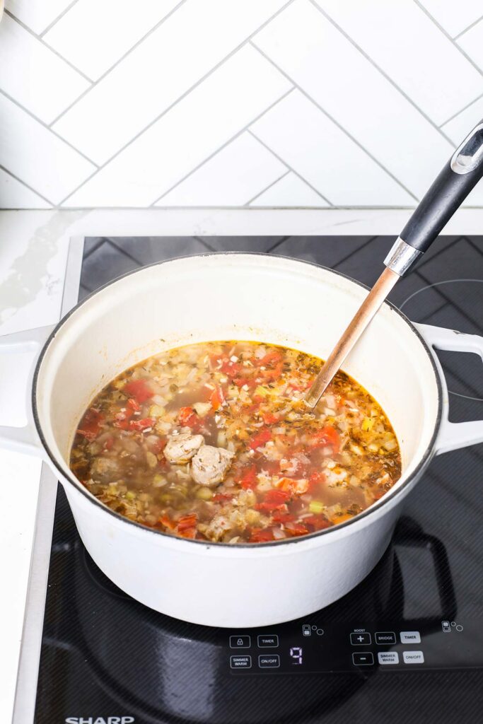 Simmer soup for about 20 minutes.