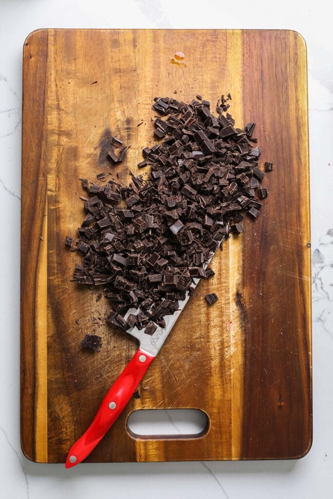 Dark chocolate chopped finely.