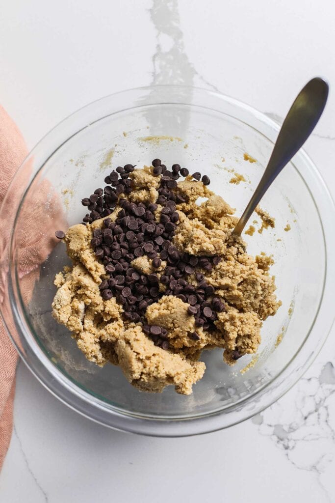 Mini chocolate chips added in to the cookie dough.